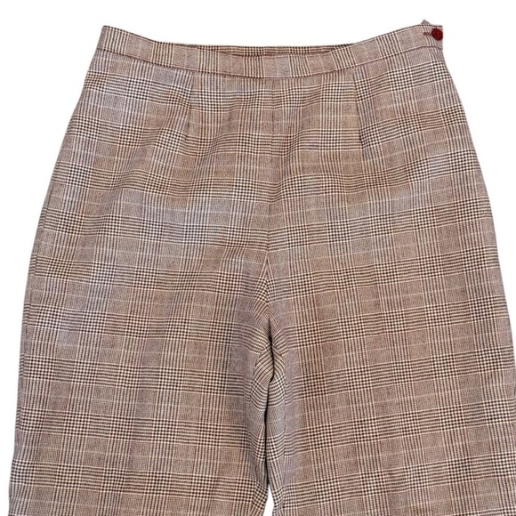 EVAN PICONE Vintage Wool Houndstooth Plaid Cranberry Trousers Size 14 - Picture 3 of 4